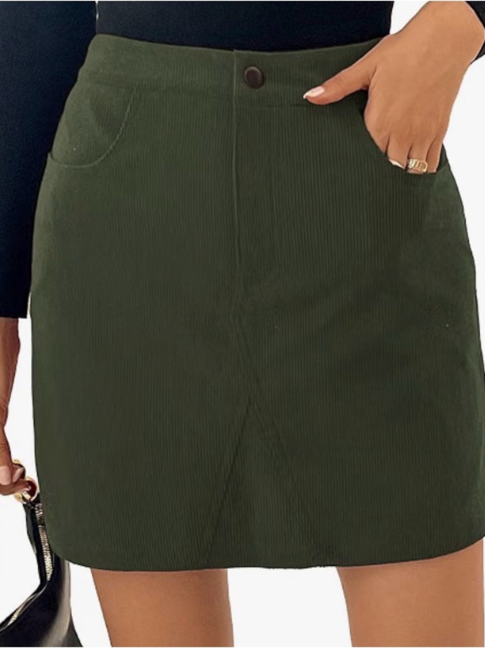 Kate Kasin Women’s Corduroy Mini Skirt 2XL Olive Green High Waist NWT